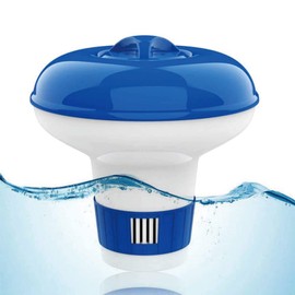 Floating Chlorine Dispenser, Swimming Pool & Spa Floating Chlorine Tablet Holder, Adjustable 4 Flow Vents Small Chlorine Floating Dispenser for Pool, Spa, Hot Tub and Fountain