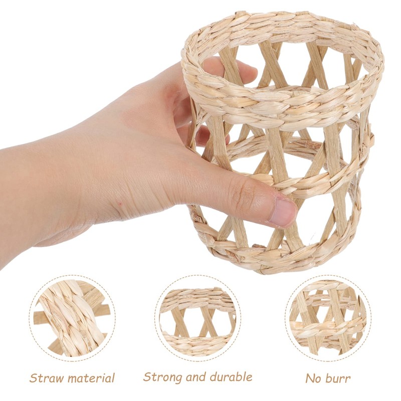 GANAZONO Straw Weaving Cup Sleeves 3.74X10.62X3.54In Lightweight Cup Anti-Scald Covers