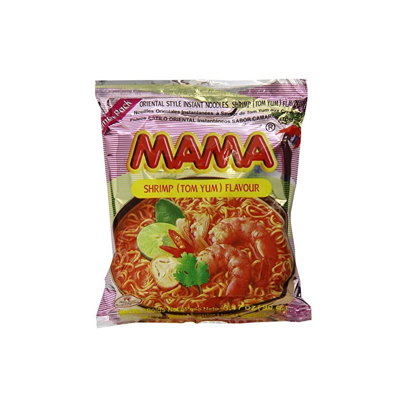 Mama Instant Noodle, Tom Yum Shrimp Spicy Flavor, 3.17 Ounce