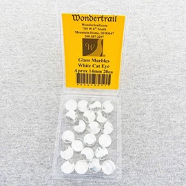 Wondertrail WONGM041 White Cat Eye Marbels 14mm Glass Marbles Pack of 20