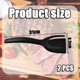 2 PCS Fried Egg Flipper Spatula Nylon Egg Spatula 2 in 1 Spatula and Tongs for Flipping Eggs Burgers Steak Fish and More Flipping Spatula Tongs Grill Clamp Flipper Kitchen Utensils