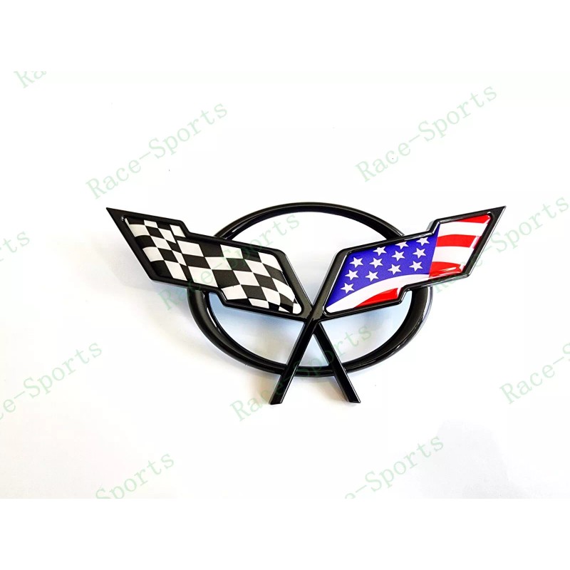 AUTO 2PC Black Front & Rear Deck Lid Cross Blue