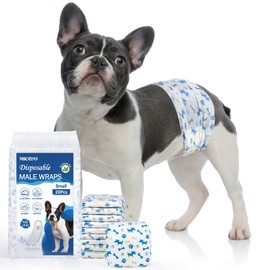 MICOOYO Dog Diapers Male Disposable Super Absorbent Male Dog Wraps Lighter Dogs Diaper Leakproof Puppy Diapers Doggie Diaper with Wetness Indicator (S, 20Counts)