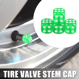 X AUTOHAUX 4pcs Green Dice Shape Wheel Valve Air Stem Cap Cover for Car Bike