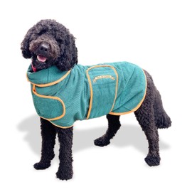 TAIL BLAZERS™ Super Absorbent Dog Drying Coat. Double Layer Microfibre Dry Robe with Car Safety D Ring. Towel Robe Pet Dryer Keep Dogs Dry and Warm. Camping and Beach Accessories. Machine Washable. XL