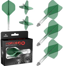Mission Darts Force 90 | Integrated Precision Moulded Dart Flight and Shaft System, Pack of 3 Professional Highly Durable Combined Dart Flights and Stems | Standard No.2 (Green Gradient, Medium)