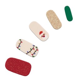 Dashing Diva Gloss Nail Strips - Santa Baby | UV Free, Chip Resistant, Long Lasting Gel Nail Stickers | Contains 32 Nail Wraps, 1 Prep Pad, 1 Nail File