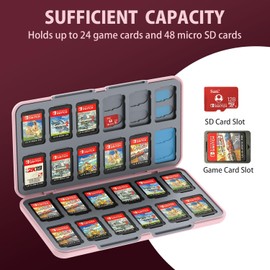 Switchゲームカードケース 24枚 switch ゲームカードケース スイッチ専用 ゲームカード収納ケース (pink)…