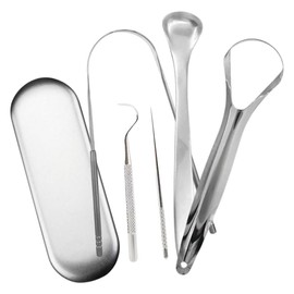 Set 5 Herramientas Limpieza Bucal Higiene Dental Limpiadores Linguales Elimina Mal Aliento Limpieza Lengua Palillos de Dientes Acero Inoxidable