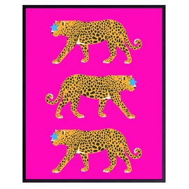 Cheetah Wall Art - Cheetah Print Wall Decor - Aesthetic Room Decor - Preppy Room Decor - Minimalist Mid-century modern Wall Art & Decor - Leopard Home Decor - Pink Teen Girls Womens Bedroom Decor