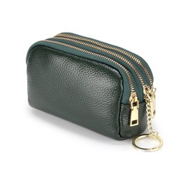 Women's Purse, Multilayer Coin Bag, Leather Purse, Women's Mini, Wallet with Zip, Simple Cute Purse, Spacious Wallet, Green, Fonts
