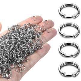 8mm 300 PCS Silver Tiny Split Key Rings for Jewelry Making, Double Loops Split Jump Rings Necklaces Bracelets Earrings Metal Mini Key Rings DIY Craft Hardware