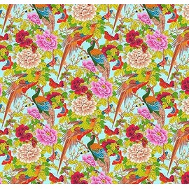 Free Spirit Temple Garden by Snow Leopard Designs PWSL120 Multi Pheasants & Butterflies Fabric