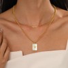XYWstore Women's Stainless Steel Gold Plated Pendant Necklace, Geometric Square
