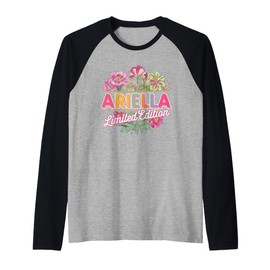 Ariella Limited Edition Flowers Custom Name Wife Grandma Raglan Baseball Tee