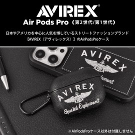 [Genuine AVIREX Product] AirPods Pro 2 Case, Embroidered Logo, Carabiner Included, Air Pods 2nd Generation, 1st Generation, Avilex Brand Case (Black)