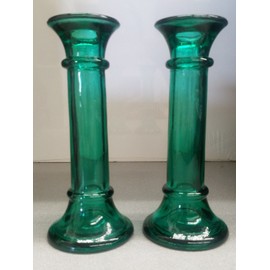 Indiana Glass Evergreen Bud Vase/Taper Candle Holders 9" NEW Vintage Set of 2
