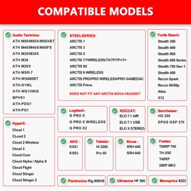 Krone Kalpasmos Large Oval Replacement Ear Pads for ATH M50X / M40X / SteelSeries Arctis/HyperX Cloud & Alpha/Sony MDR-7506 Compatible with Many More Headphones