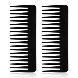 YEEPSYS Wide Tooth Comb for Curly Hair,Long Hair,Wet Hair,Detangling Comb, Paddle Hair Comb (Black, No Handle-2 Pack)