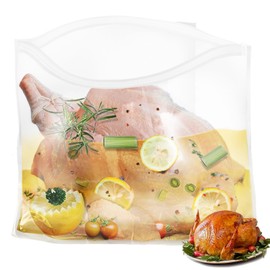 QPMR Turkey Brining Bags Set of 3 - Extra Large Holds up to 40lb，Thicker Brine Bags with Double Zip Lock & 3 Cotton Strings to Avoid Leaks for Thanksgiving Turkey, Chicken, Beef, Pork（26"×22"）