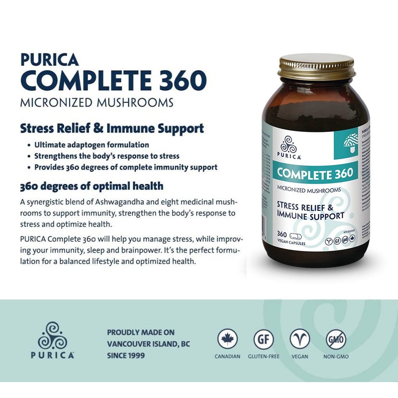 PURICA - Complete 360 Micronized Mushrooms - Pressure Relief &