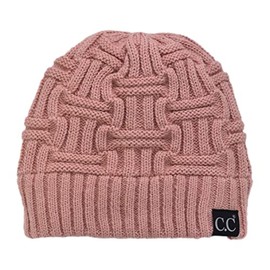 C.C Lightweight Roll-up Edge Winter Fisherman Beanie Men Women Unisex Stylish Plain Skull Hat Watch Cap (Indie Pink)