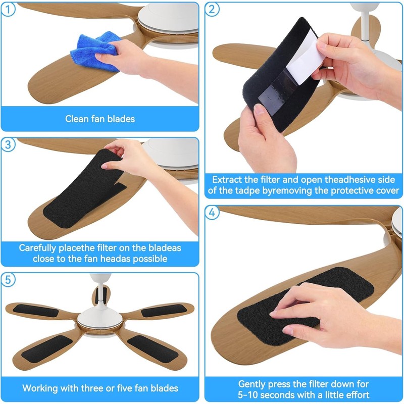 KAYYIPEX Activated Carbon Fiber Filter Pads, Ceiling Fan Blade Filters,