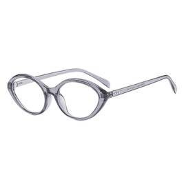 LJCZKA Oval Blue Light Blocking Glasses Women Retro Small Cat Eye Frame Computer Eyeglasses Anti Eyestrain Clear Lens (Clear Grey Clear)