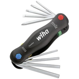 Wiha Multitool PocketStar® Innen-Sechskant, Schlitz, Phillips, TORX 9-tlg., per Tastendruck schneller Zugriff, als Längs- und Quergriff einsetzbar, all-in-one Werkzeug (25293)