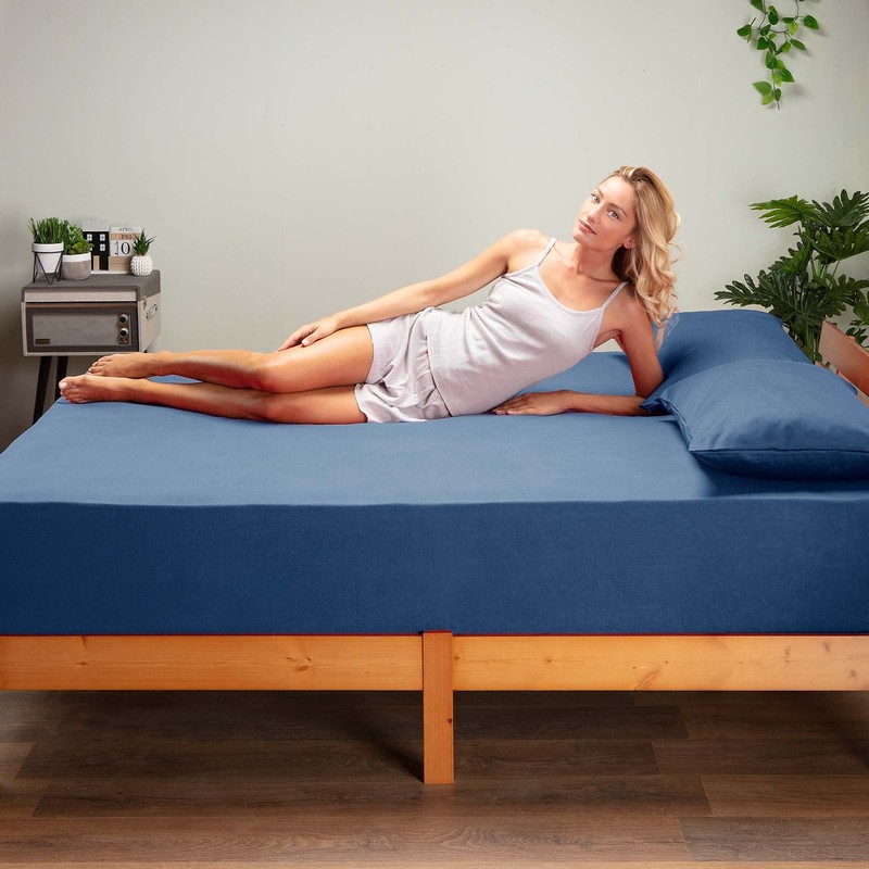 King size Fitted Sheet for Size 160x200 cm in Blue