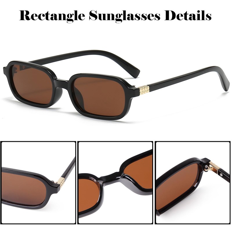Laurinny Retro Rectangular Sunglasses 90s Rectangle Narrow Glasses Sunglasses Women's