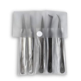 Microdissection Forceps Set - 5 Micro-point Forceps, Gunmetal Gray Stainless Steel