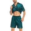 SWOMOG Mens Silk Satin Pajamas Sets Short Sleeve PJs Sets