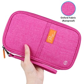 ManKn Travel Wallet Family Passport Holder RFID Blocking Document Organizer Case with Removable Hand Strap for Men Women, Flight Ticket Credit ID Cards Cash Pouch Money Bag