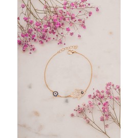 Chain Bracelet Evil Eye Hand Of Fatima Evil Eye Nazar Boncuk Turkish Gold Colour