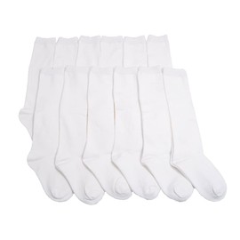Angelina Girls Classic Uniform Knee-High School Socks (12-Pack), #3102_WhiteXL