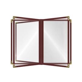 Goodsmart Restaurant Menu Covers – 25 Pack Burgundy 10-View 8.5" x 11" Cafe Menu Holders, Side-Loading Vinyl Covers with Clear Sleeves, Plastic & Leather-Style Menu Covers with Gold Corners