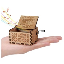 Micteney You Are My Sunshine Music Box for Daughter from Dad,Wooden Hand Crank Music Box Antique Carved Decorative Box Gift for Dad to Daughter,Play Tune You Are My Sunshine (Dad to daughter)