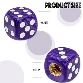 MEAJOO 8PCS Pearl Pattern Dice Tire Valve Stem Caps, Leak-Proof Air Protection | Light-Weight Universal Tire Valve Stem Covers for Cars, SUV, Trucks, Bikes, Motorcycles, Bicycles(Purple)