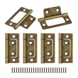 JJWNMLL Door Hinges 6pcs, Ancient Bronze Flush Hinges-51 * 25mm(2 inch), Flush Mount Hinges with Screws for Cabinet, Closet, Windows, Windows, Drawer, Boxe, Wardrobe