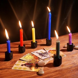 Black Spell Candle Holders 10 PCS, KSWING 1/2 Inch Diameter Ceramic Chime Ritual Candlestick Holders, Great for Casting Meditation Rituals Prayer Birthdays Altar Vigil Witchcraft Wiccan Supplies
