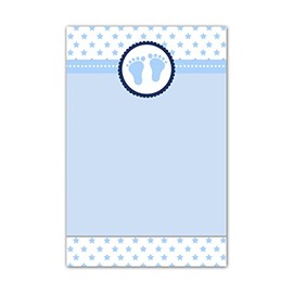 30 Blank Cards Invitations Thank You Cards Baby Boy Shower Cute Feet Stars Blue + 30 White Envelopes