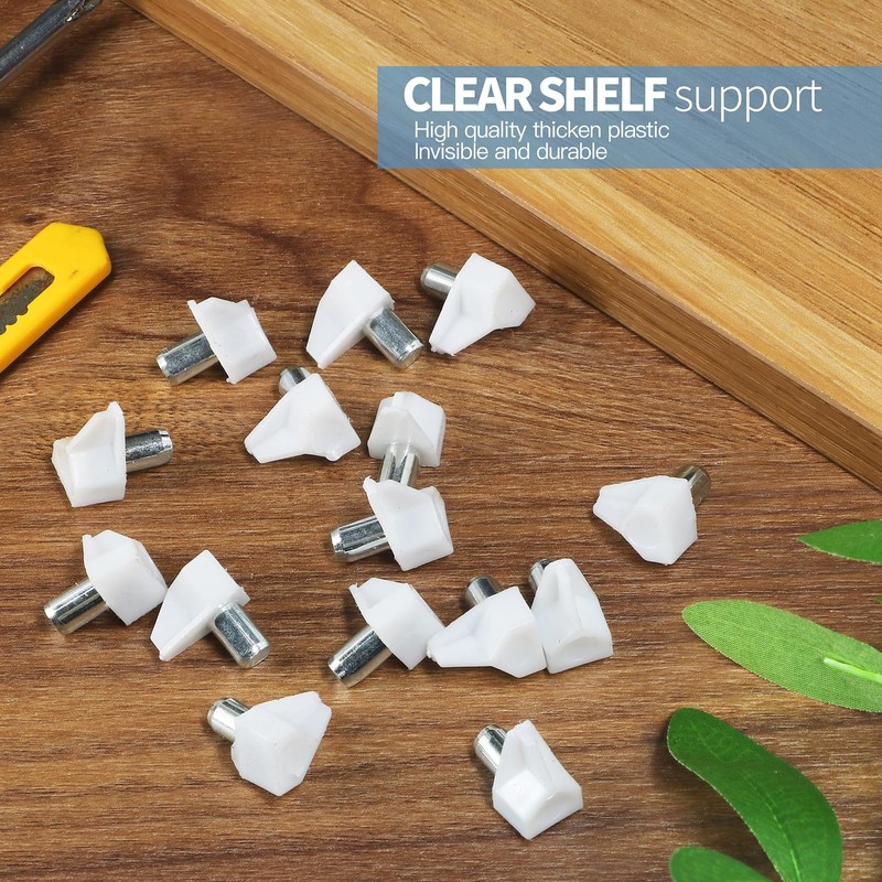 Jamiikury 30pcs White Shelf Pegs, 6mm Plastic Shelf Pins Shelf
