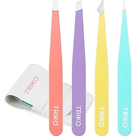 Triko Pinzas profesionales para depilar, cuidado y belleza personal | Juego de pinzas de depilación de acero inoxidable de diferentes puntas para cuidado facial (Multicolor)