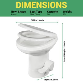 Portable RV Toilet With Pedal Flush, High Profile lightweight toilet with Hand Sprayer - White