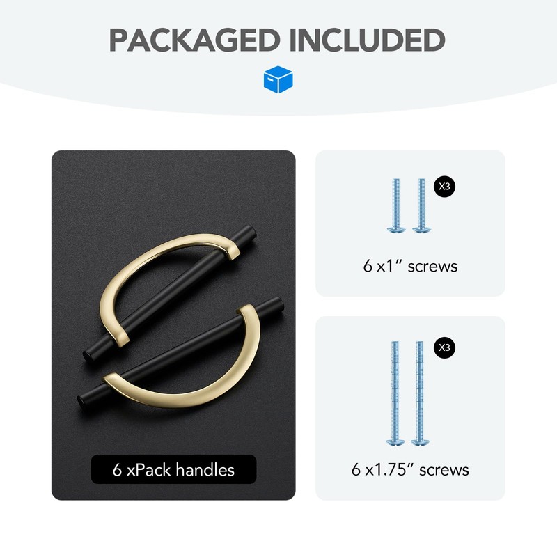HOME EDIT Brushed Brass & Matte Black Cabinet Pulls, 5