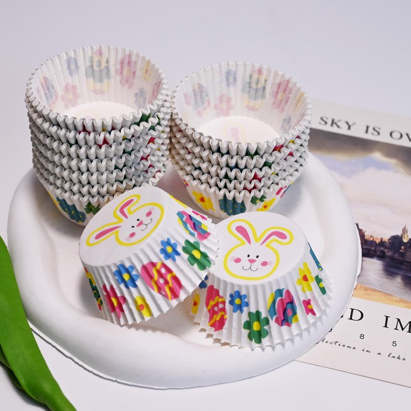 300 pieces muffin cases paper Easter egg colours rabbit muffin
