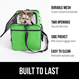 Gorilla Grip Airline Travel Cat Carrier Bag Up to 15 Lbs, Breathable Mesh Collapsible Pet Carriers for Medium Cats, Small Dogs, Puppies, Portable Kennel with Soft Washable Waterproof Pad, Light Green