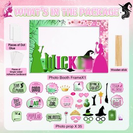 Pink and Green Party Decorations Photo Booth Props for Witch Birthday Party Happy Birthday Party Favors Supplies Pink Green and Black Birthday Party Cute Kid Princess Witch Photobooth