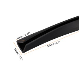 sourcing map U Channel Edge Trim, 11.5ft Length Rubber Guard Seal Strip Edge Protector Flat Fit for 9.5-10mm Edge, (9/16" W x 15/32" H) Black